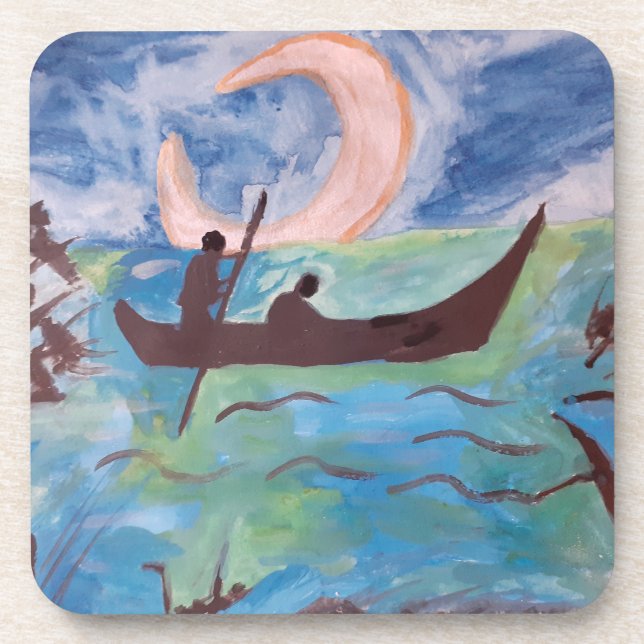 Sail by Moonlight Plastic Coaster (Front)