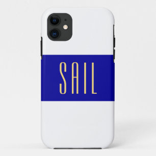 SAIL Chic Wide Royal Blue White Nautical Stripes iPhone 11 Case