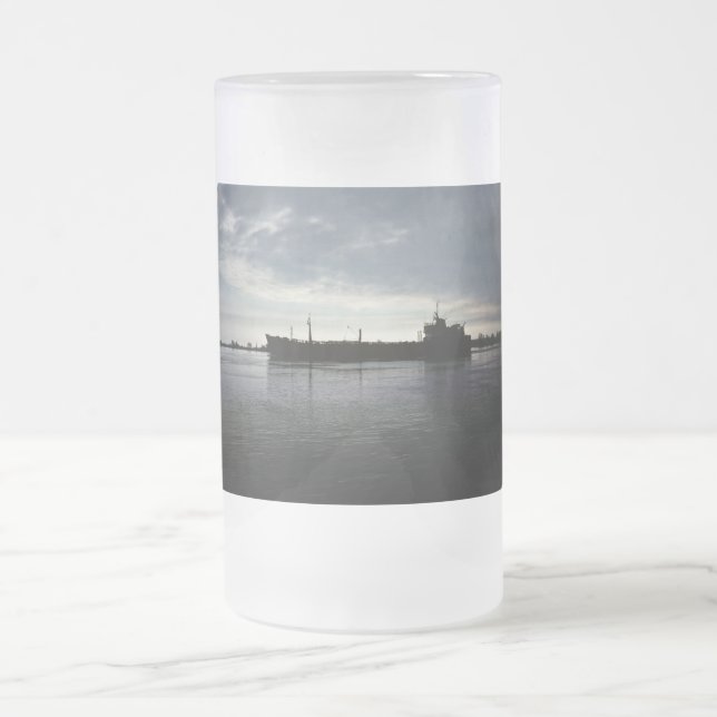 Sail into the Night Frosted Glass Beer Mug (Center)
