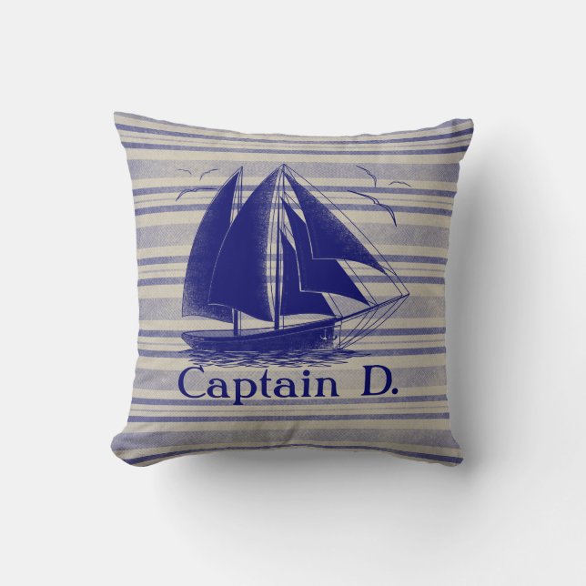 Sail like a pirate, boy's room nautical throw pillow (Front)