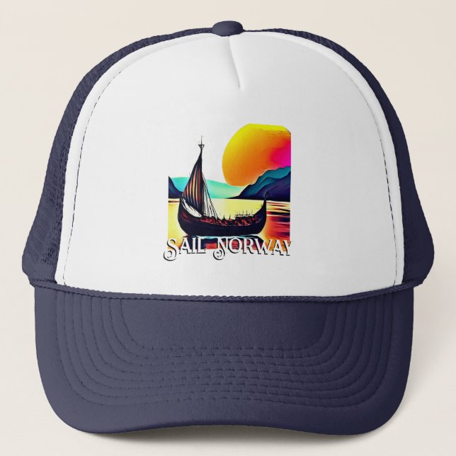 Sail Norway with Vikiing Ship Trucker Hat (Front)
