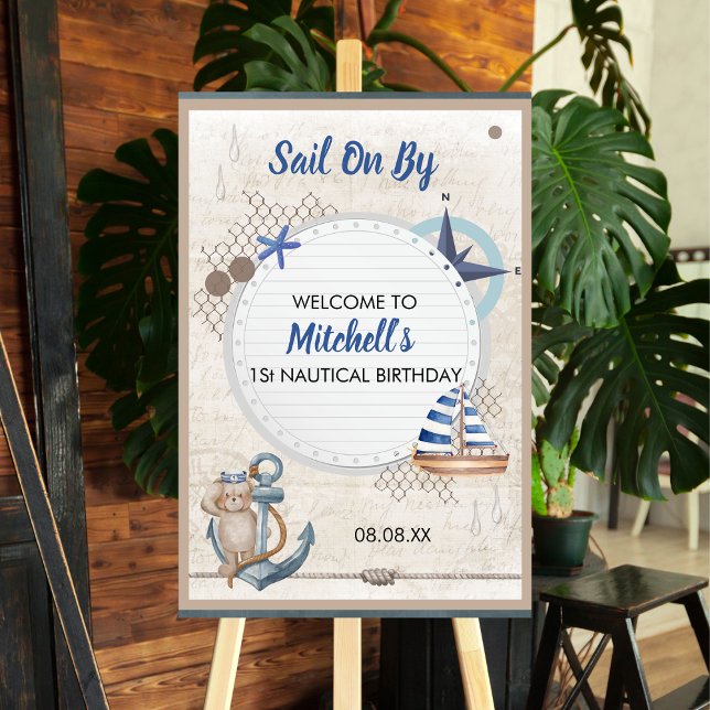 Sail On By First Nautical Birthday Welcome Sign (Creator Uploaded)