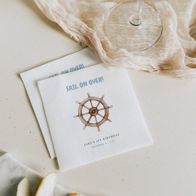 Sail on Over Nautical Birthday Napkins (Creator Uploaded)