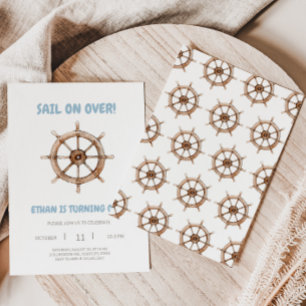 Sail on Over Nautical Birthday Party Invitation