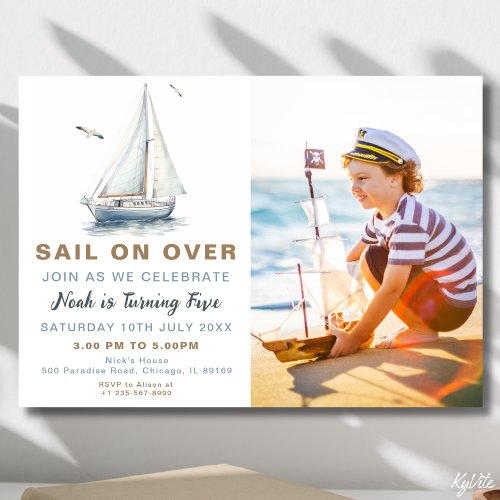 Sail On Over Nautical Photo Birthday Invite