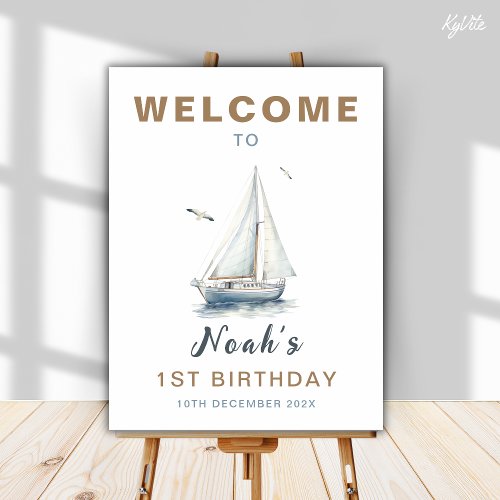 Sail on Over Sailboat Birthday Welcome Sign Board