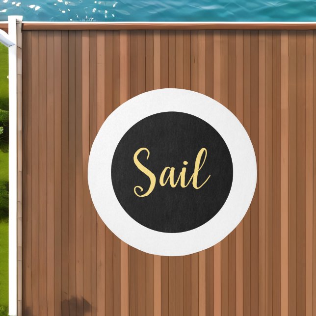 SAIL Round Chic Modern Black White Rim Stripe Outdoor Rug (Insitu (Outdoor 1))