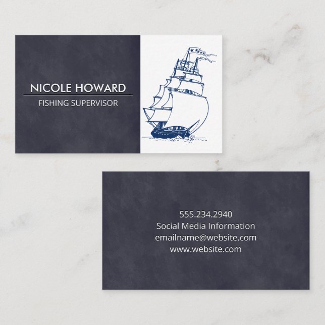 Sail Ship | Fishing Business Card (Front/Back)