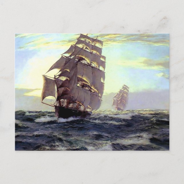 Sail Ship in the Sea painting Postcard (Front)