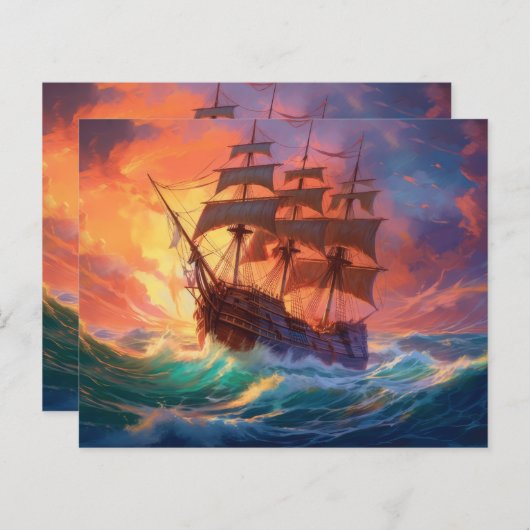 Sail Ship On A Stormy Sea (Front/Back)