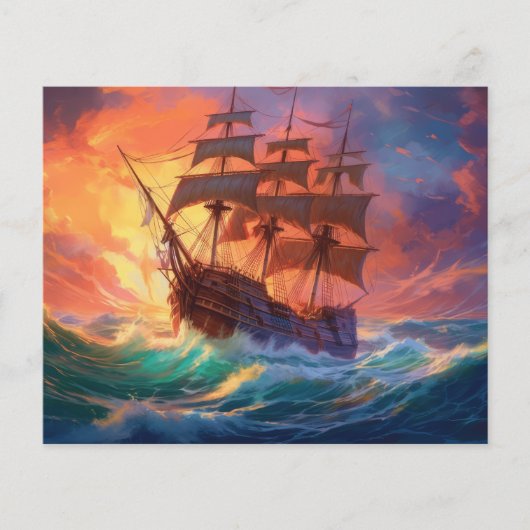 Sail Ship On A Stormy Sea (Front)