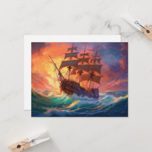 Sail Ship On A Stormy Sea