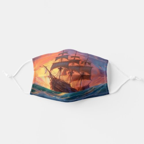 Sail Ship On A Stormy Sea Adult Cloth Face Mask