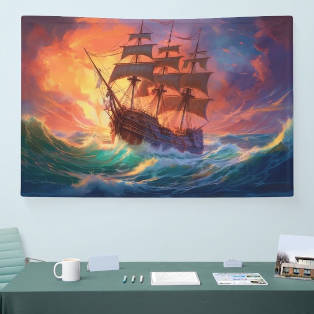 Sail Ship On A Stormy Sea Banner (Tradeshow)