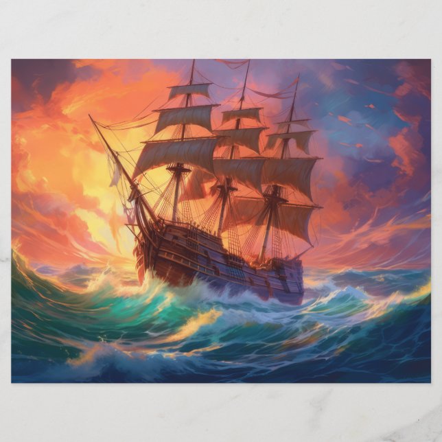 Sail Ship On A Stormy Sea Flyer (Front)