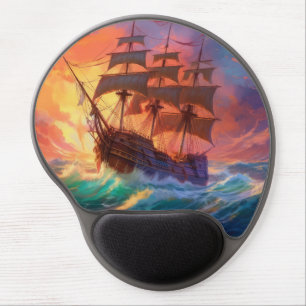 Sail Ship On A Stormy Sea Gel Mouse Pad