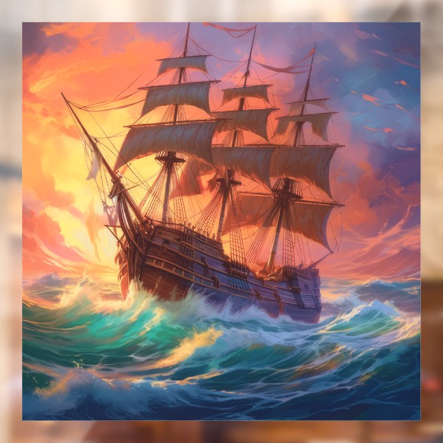 Sail Ship On A Stormy Sea Window Cling (Sheet 2)