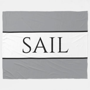 SAIL Sporty Modern Nautical Gray White Stripes Fleece Blanket
