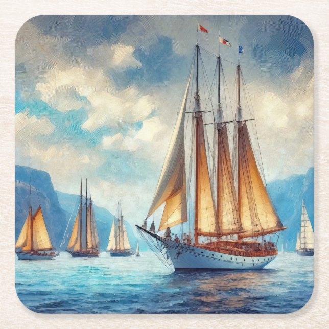 Sail Square Paper Coaster (Front)
