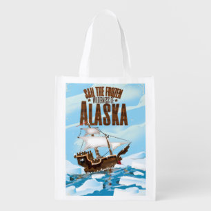 Sail the Frozen wilderness of Alaska Grocery Bag