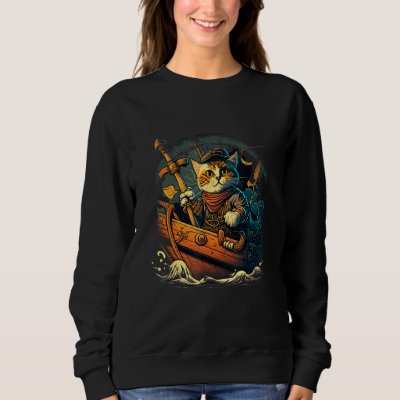 Sail the Seven Seas with Pirate Cat Design for Ani Sweatshirt