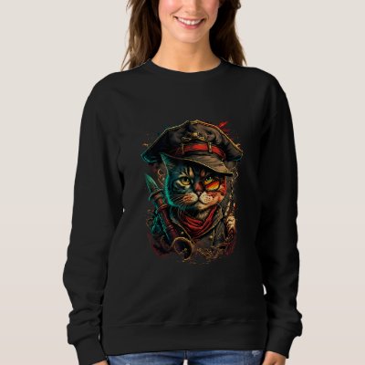Sail the Seven Seas with Pirate Cat Design for Ani Sweatshirt