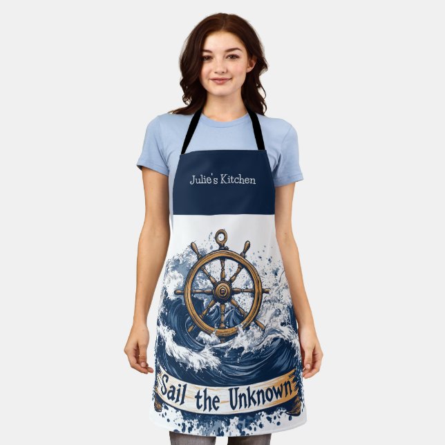  "Sail the Unknown" - Nautical-Inspired Design Apron (Worn)