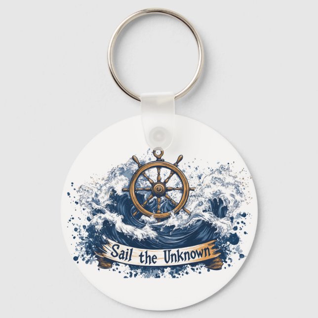  "Sail the Unknown" - Nautical-Inspired Design Keychain (Front)