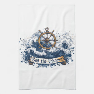 "Sail the Unknown" - Nautical-Inspired Design Kitchen Towel