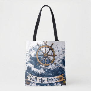 "Sail the Unknown" - Nautical-Inspired Design Tote Bag