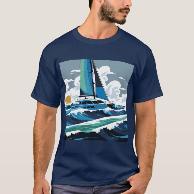 Sail the Waves with a catamaran! T-Shirt (Front)