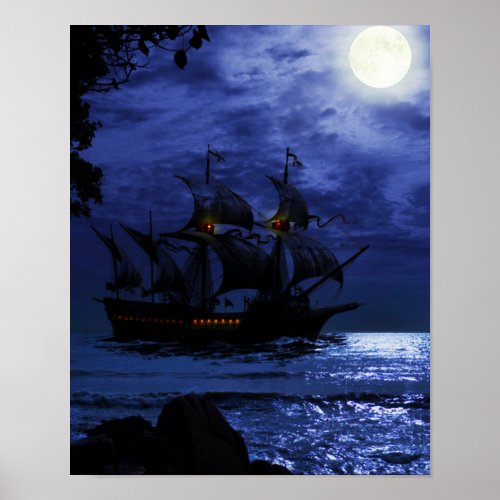 Sail under the Moon Light Poster
