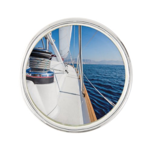 sail vessel surfing on the sea lapel pin