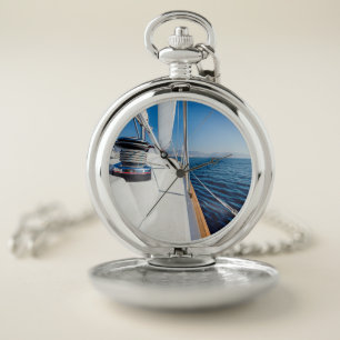 sail vessel surfing on the sea pocket watch