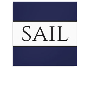 SAIL Wide Sporty Nautical Navy Blue White Stripes Canvas Print