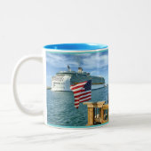 Sailaway Cruise Ship Two-Tone Coffee Mug (Left)