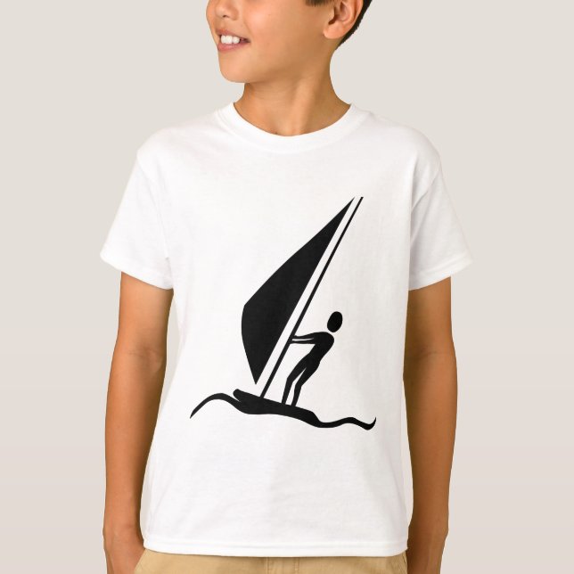 Sailboarding - Black T-Shirt (Front)