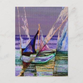 Sailboat Abstract Purple Sea Waves Postcard by CricketDiane at Zazzle