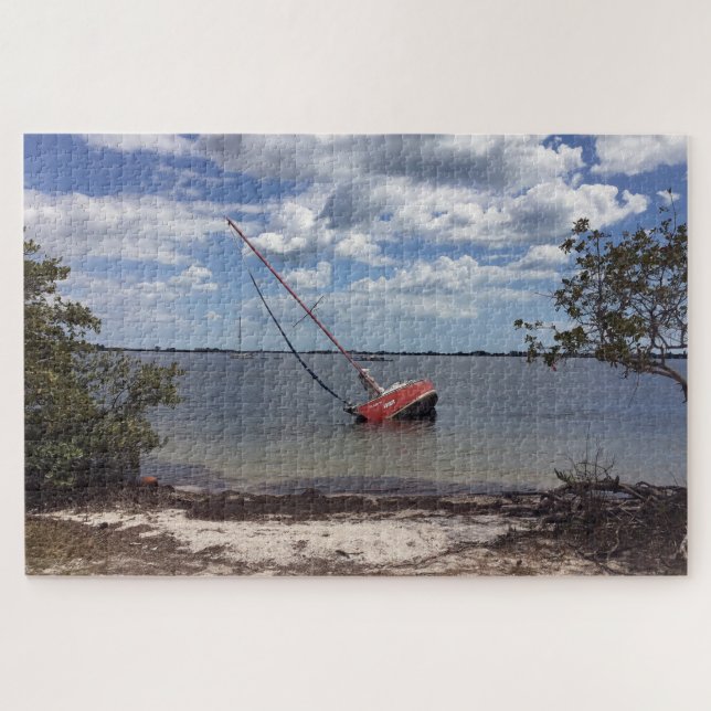 Sailboat Aground Jigsaw Puzzle (Horizontal)