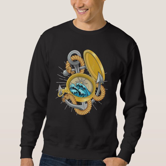 Sailboat Anchor Waves Compass Skipper Sailor Saili Sweatshirt (Front)