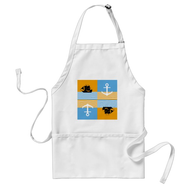 Sailboat and anchor pattern adult apron (Front)