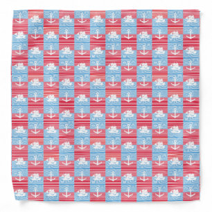 Sailboat and anchor pattern bandana
