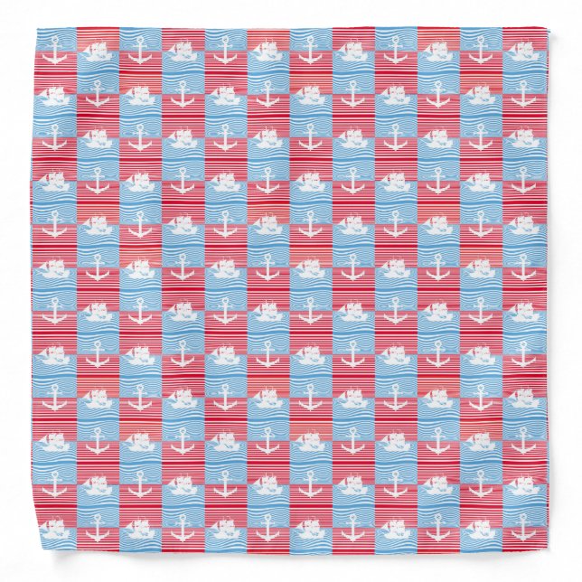 Sailboat and anchor pattern bandana (Front)