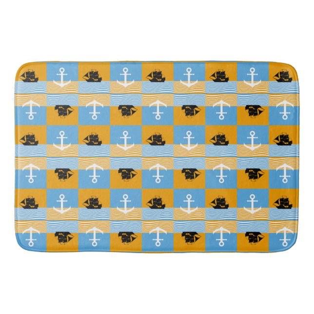 Sailboat and anchor pattern bath mat (Front)