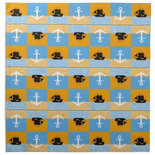 Sailboat and anchor pattern cloth napkin