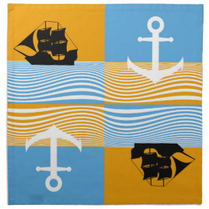 Sailboat and anchor pattern cloth napkin