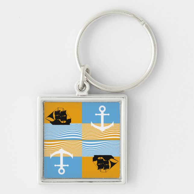 Sailboat and anchor pattern keychain (Front)