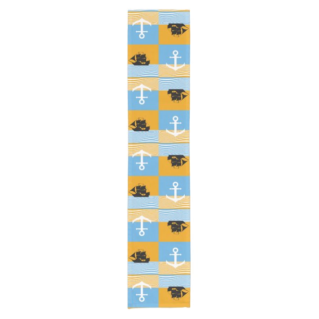 Sailboat and anchor pattern short table runner (Front)