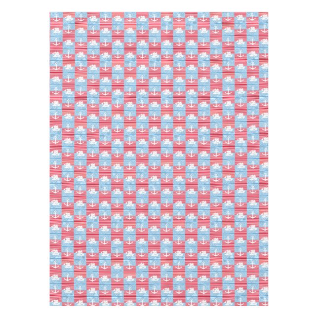 Sailboat and anchor pattern tablecloth (Front)