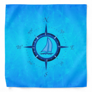 Sailboat And Compass Rose Bandana